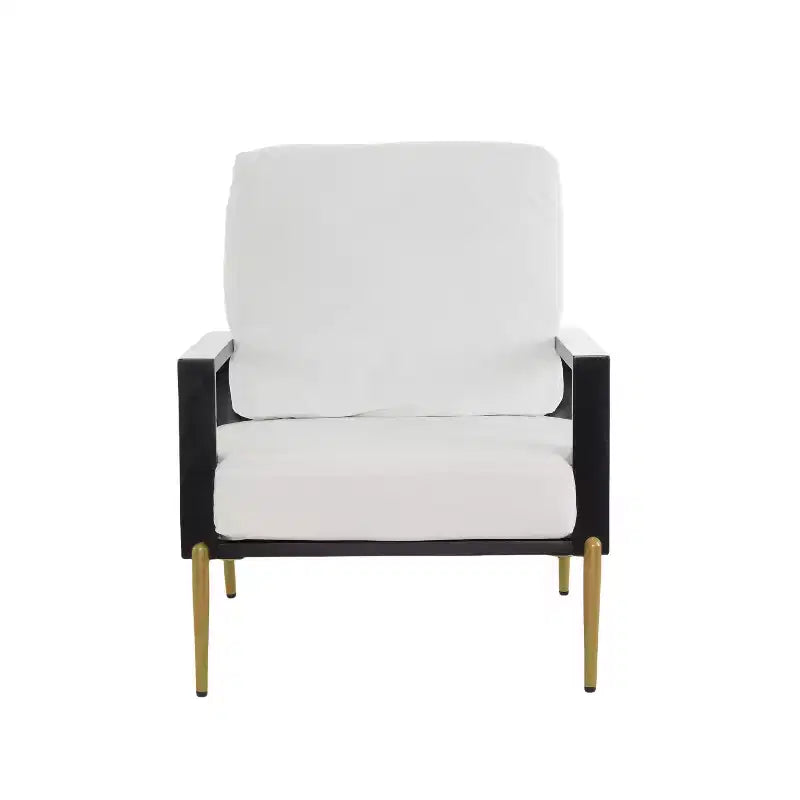 Mid-Century Modern Velvet Arm Chair – Metal & Rubberwood Frame