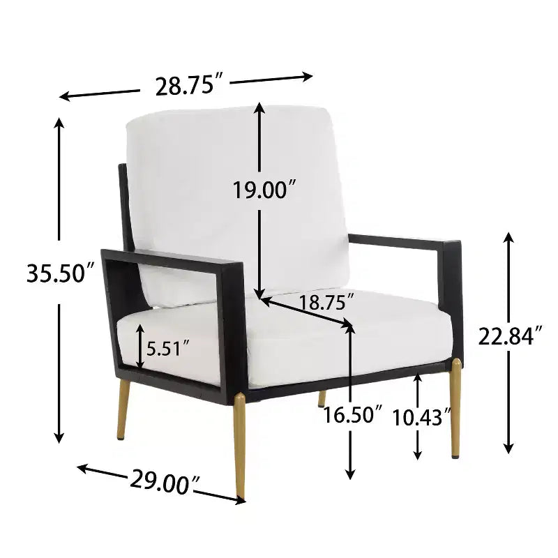 Mid-Century Modern Velvet Arm Chair – Metal & Rubberwood Frame