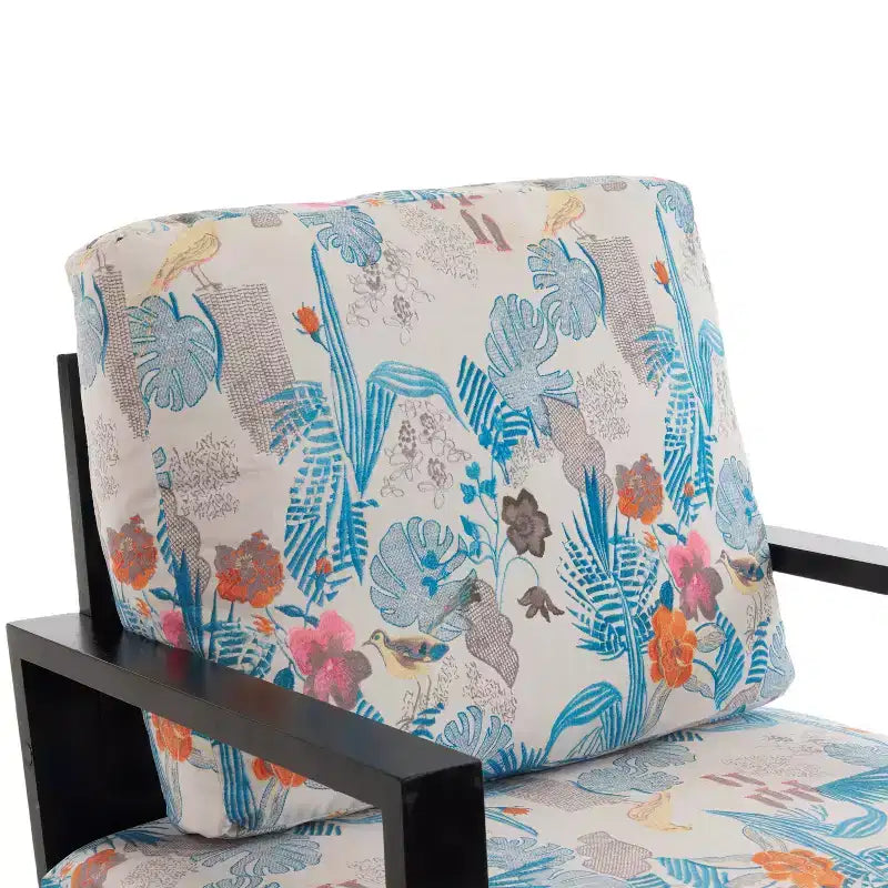 Mid-Century Modern Velvet Arm Chair – Metal & Rubberwood Frame