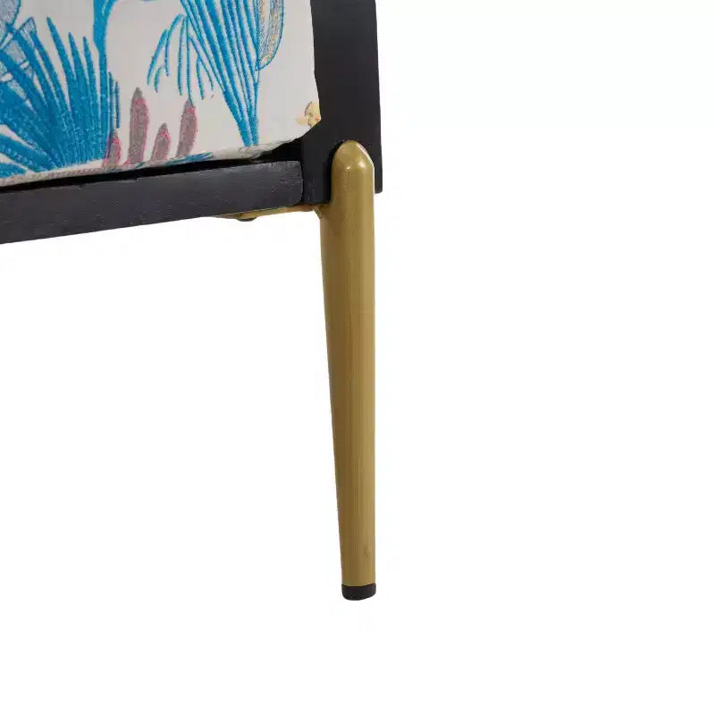 Mid-Century Modern Velvet Arm Chair – Metal & Rubberwood Frame
