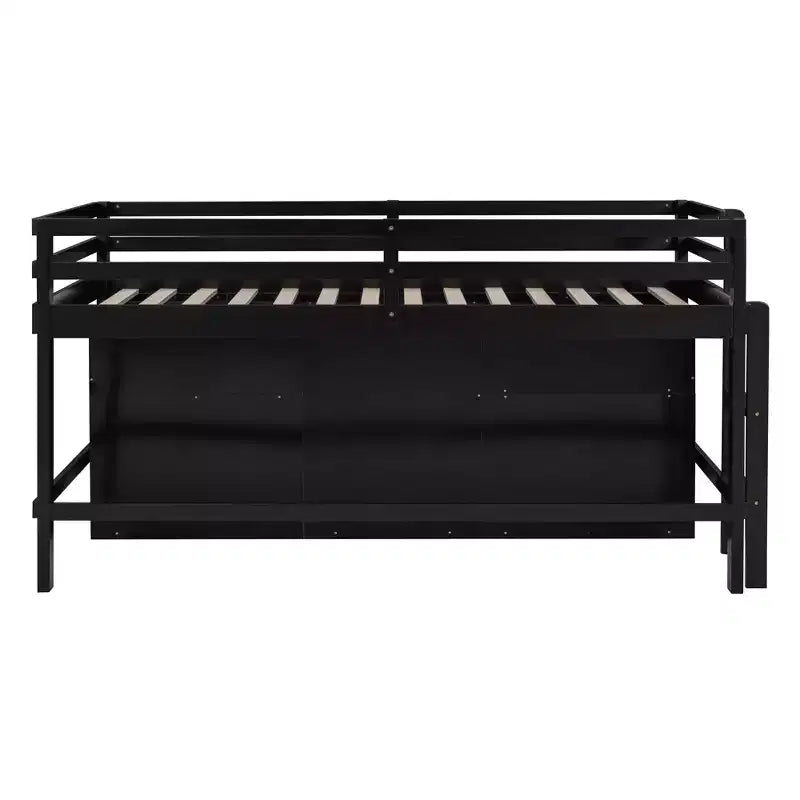 Twin Size Loft Bed with 4 Drawers, Underneath Cabinet & Shelves – 81.8" x 40.8" Modern Design