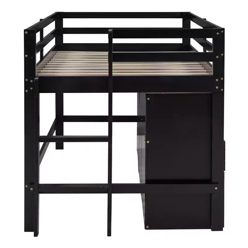 Twin Size Loft Bed with 4 Drawers, Underneath Cabinet & Shelves – 81.8" x 40.8" Modern Design