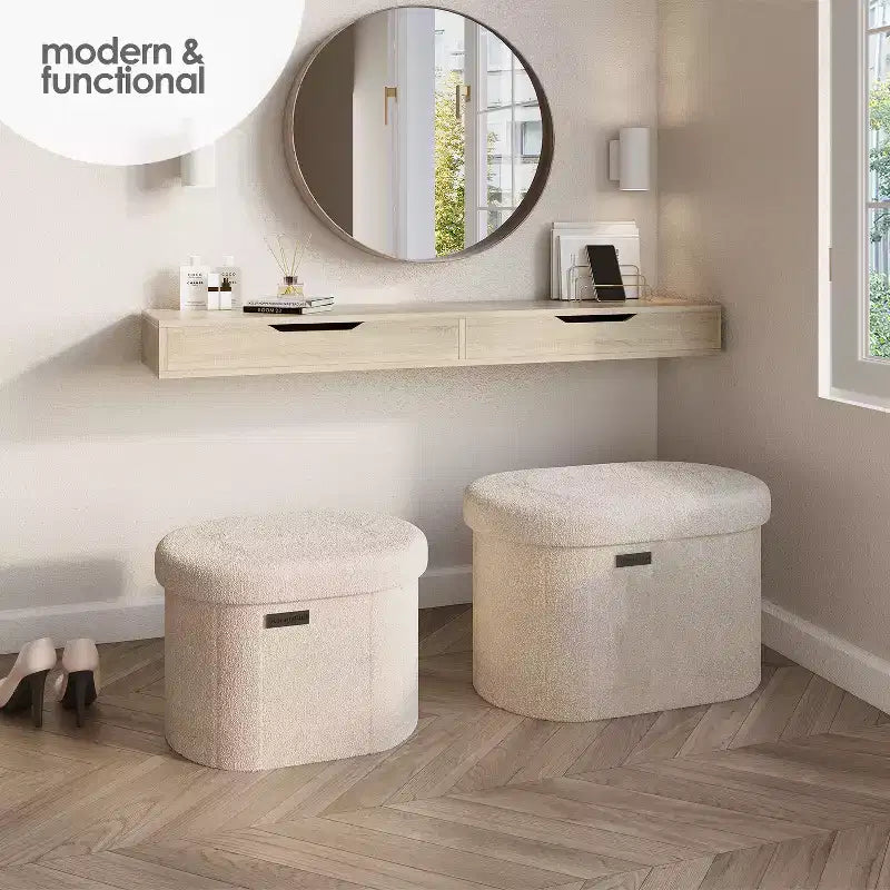 Oval Storage Bench – Large Ottoman Bench for Bedroom End of Bed & Entryway