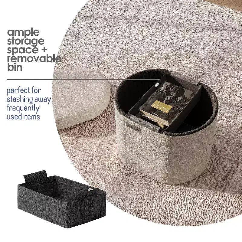 Oval Storage Bench – Large Ottoman Bench for Bedroom End of Bed & Entryway