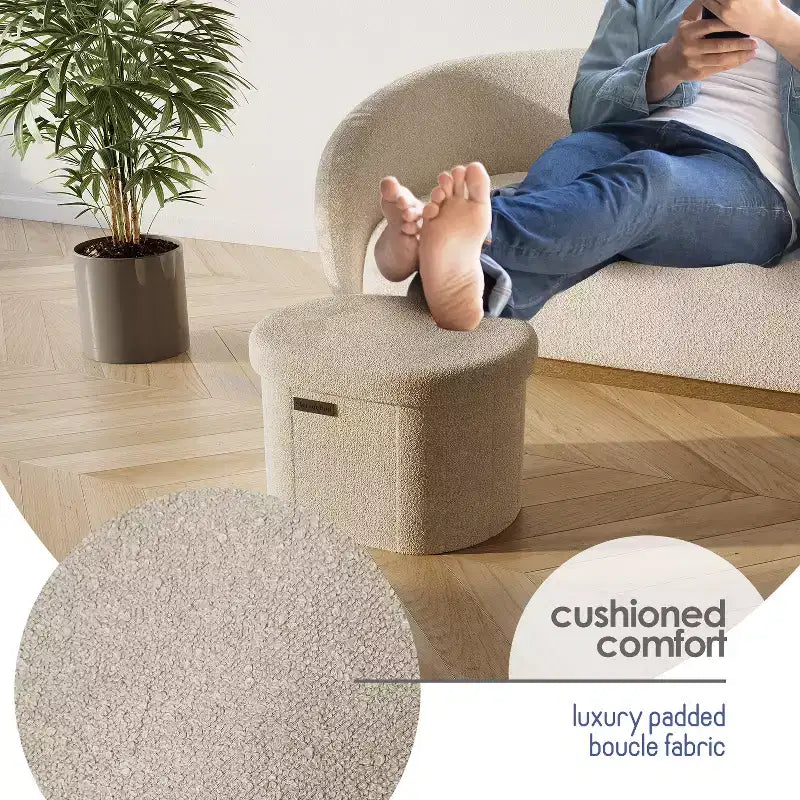 Oval Storage Bench – Large Ottoman Bench for Bedroom End of Bed & Entryway