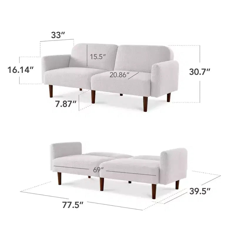Curved Convertible Futon – Split-Back Sleeper Sofa Bed