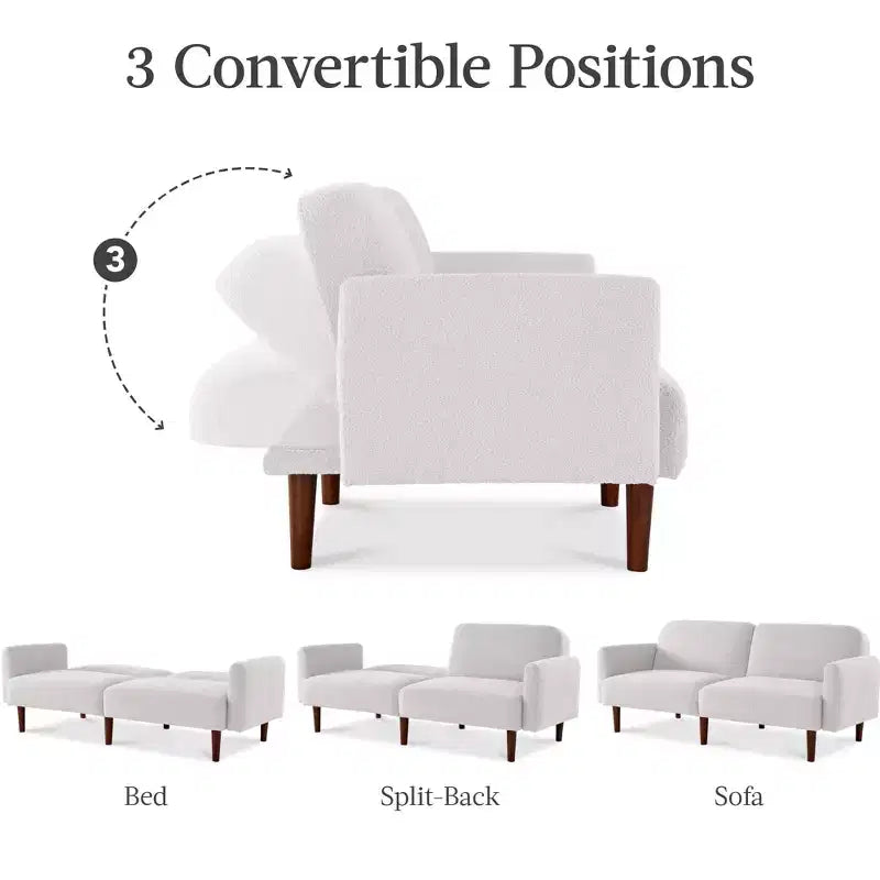 Curved Convertible Futon – Split-Back Sleeper Sofa Bed
