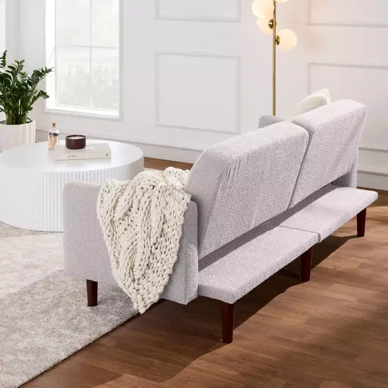 Curved Convertible Futon – Split-Back Sleeper Sofa Bed