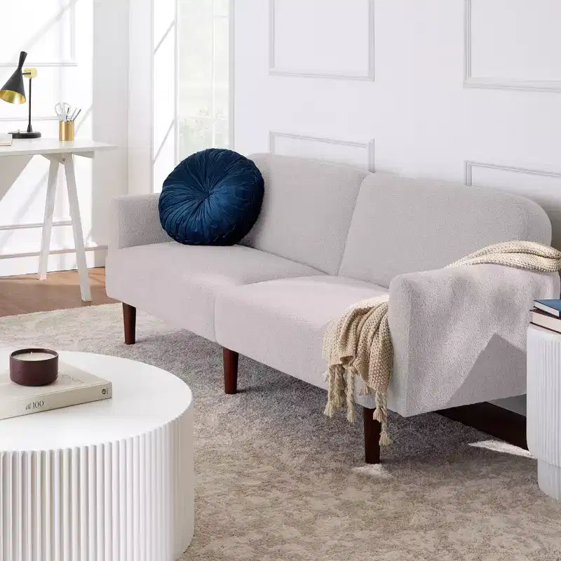 Curved Convertible Futon – Split-Back Sleeper Sofa Bed