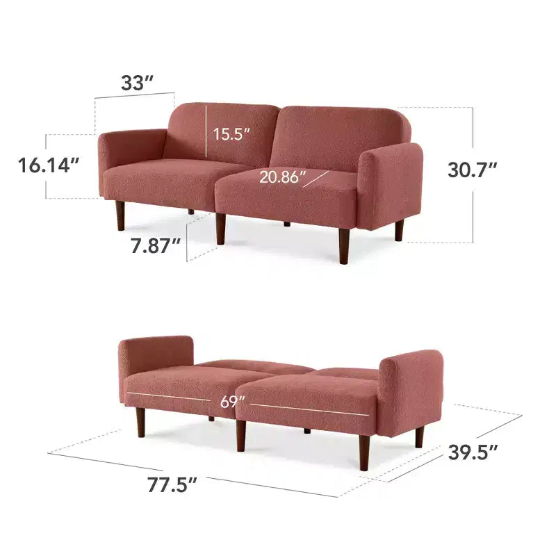 Curved Convertible Futon – Split-Back Sleeper Sofa Bed