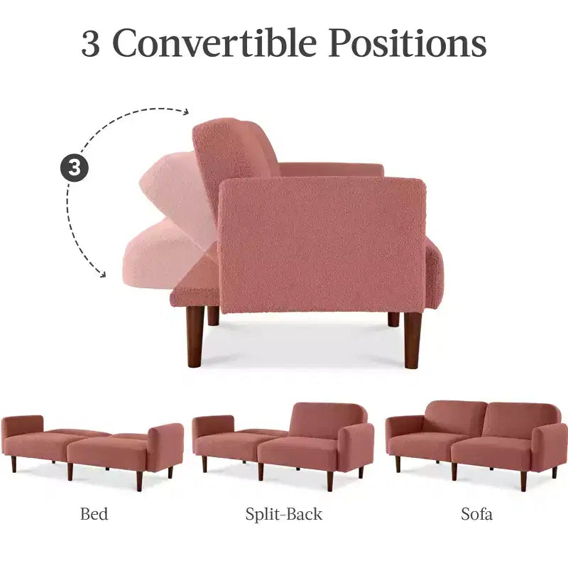 Curved Convertible Futon – Split-Back Sleeper Sofa Bed