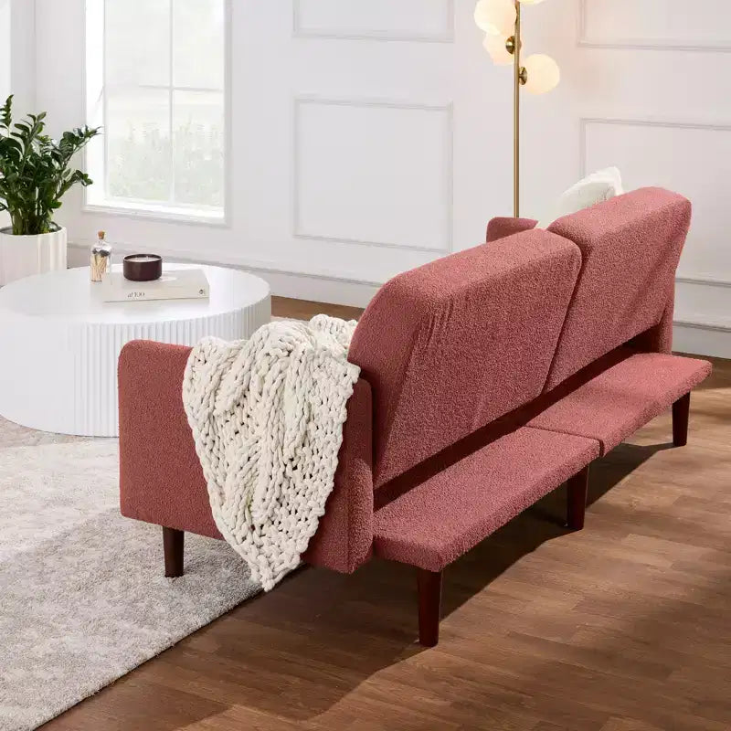 Curved Convertible Futon – Split-Back Sleeper Sofa Bed