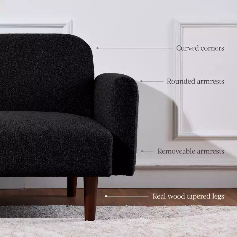 Curved Convertible Futon – Split-Back Sleeper Sofa Bed