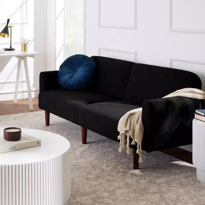 Curved Convertible Futon – Split-Back Sleeper Sofa Bed