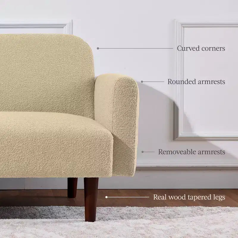 Curved Convertible Futon – Split-Back Sleeper Sofa Bed