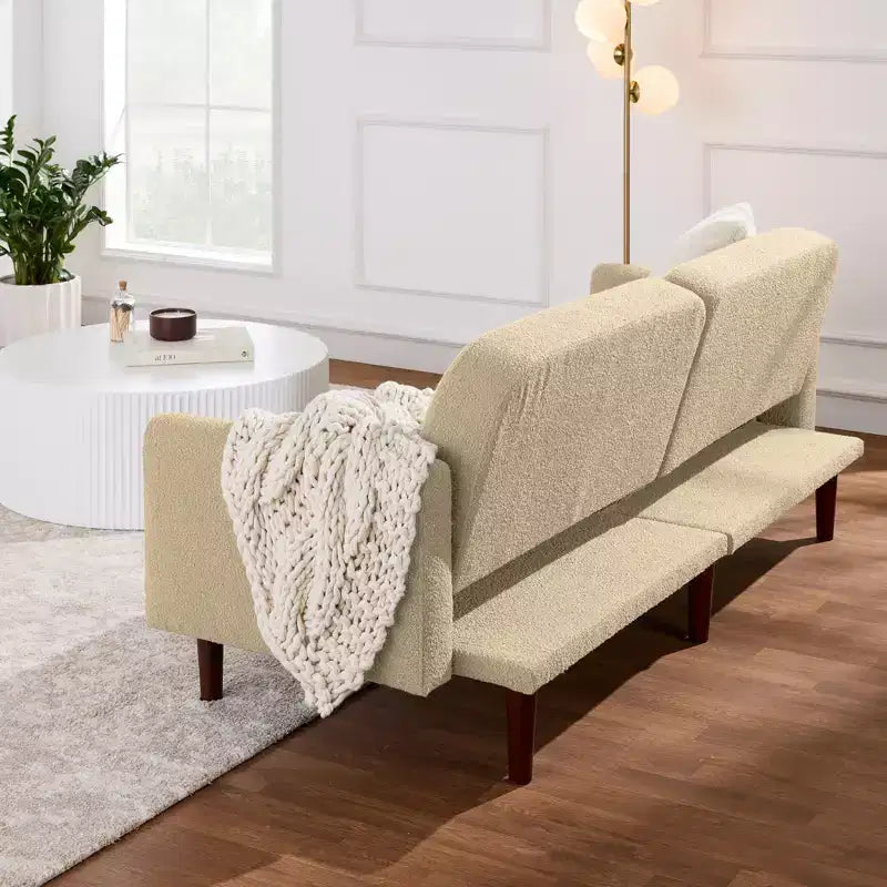 Curved Convertible Futon – Split-Back Sleeper Sofa Bed
