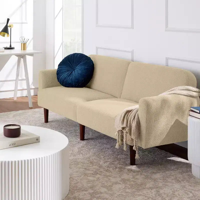 Curved Convertible Futon – Split-Back Sleeper Sofa Bed