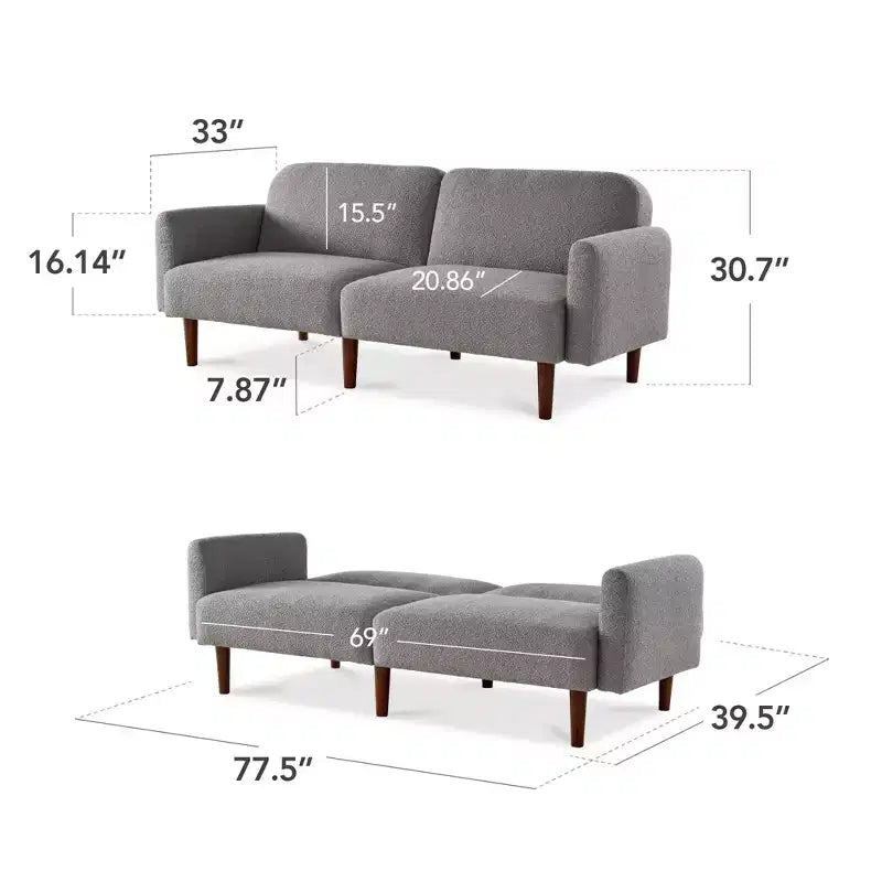 Curved Convertible Futon – Split-Back Sleeper Sofa Bed