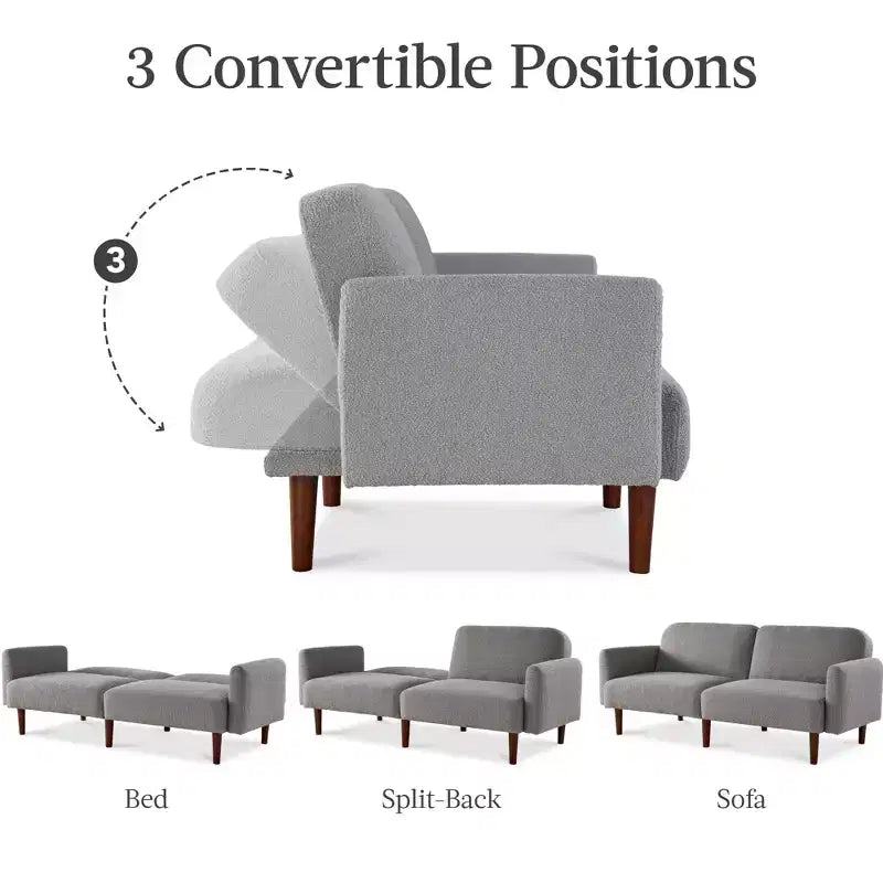 Curved Convertible Futon – Split-Back Sleeper Sofa Bed