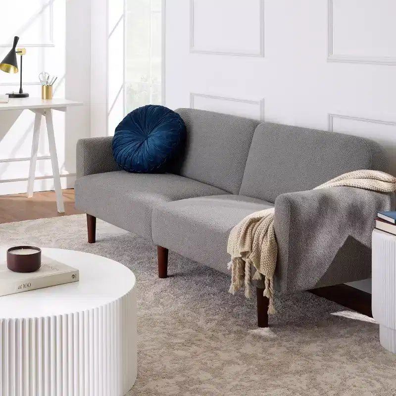 Curved Convertible Futon – Split-Back Sleeper Sofa Bed