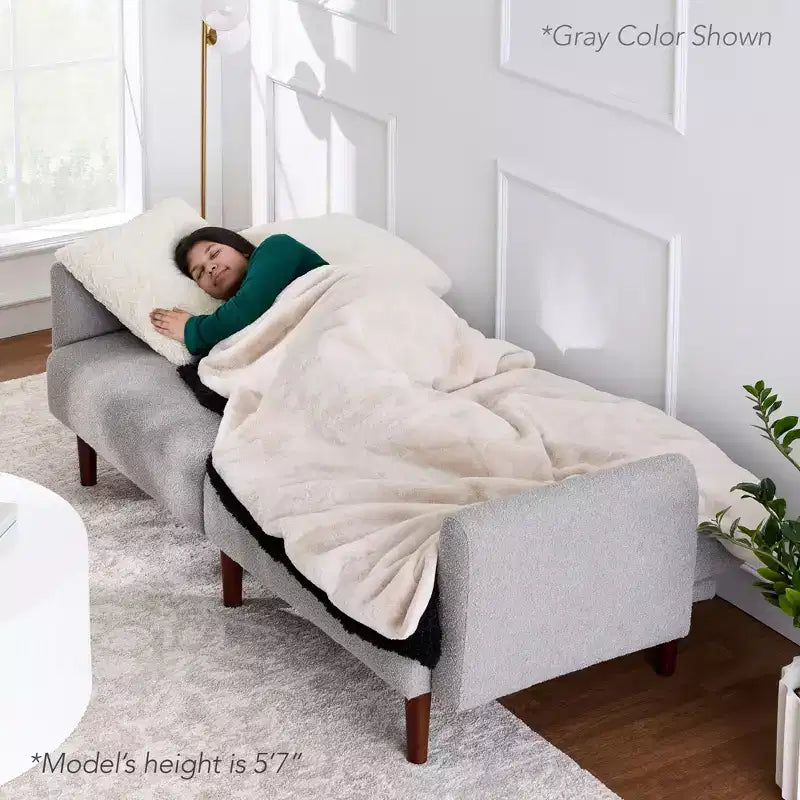 Curved Convertible Futon – Split-Back Sleeper Sofa Bed