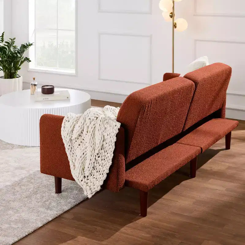 Curved Convertible Futon – Split-Back Sleeper Sofa Bed