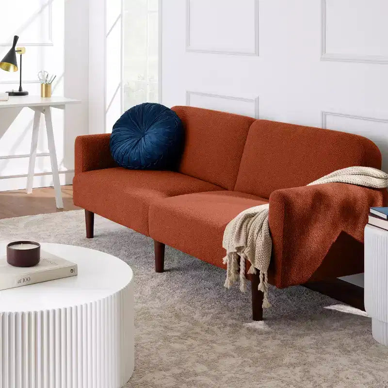 Curved Convertible Futon – Split-Back Sleeper Sofa Bed