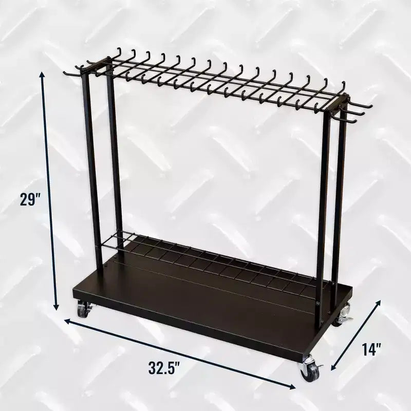 Shovel Shuttle Rolling Tool Organizer – Garage Storage for Shovels & Long-Handle Tools