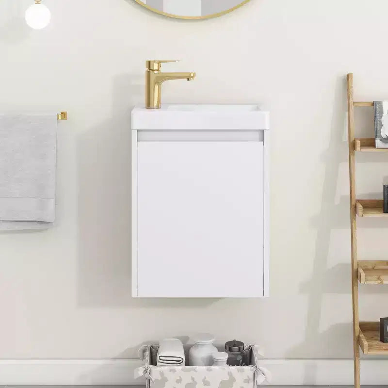 16" Floating Bathroom Vanity with Sink Combo – Soft-Close Doors, Wall-Mounted for Small Spaces
