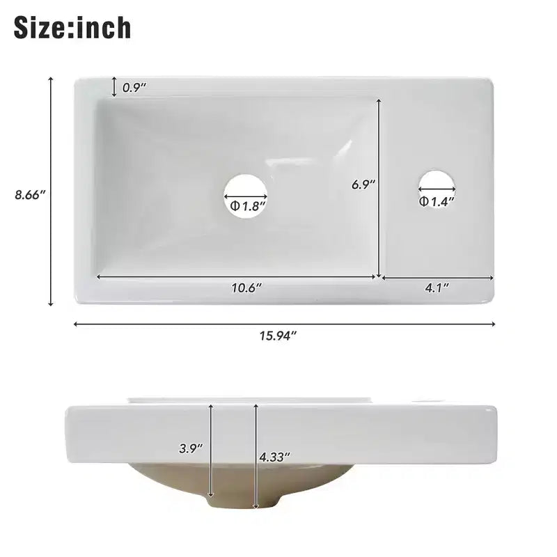 16" Floating Bathroom Vanity with Sink Combo – Soft-Close Doors, Wall-Mounted for Small Spaces