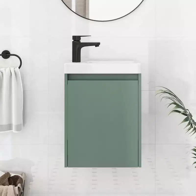 16" Floating Bathroom Vanity with Sink Combo – Soft-Close Doors, Wall-Mounted for Small Spaces