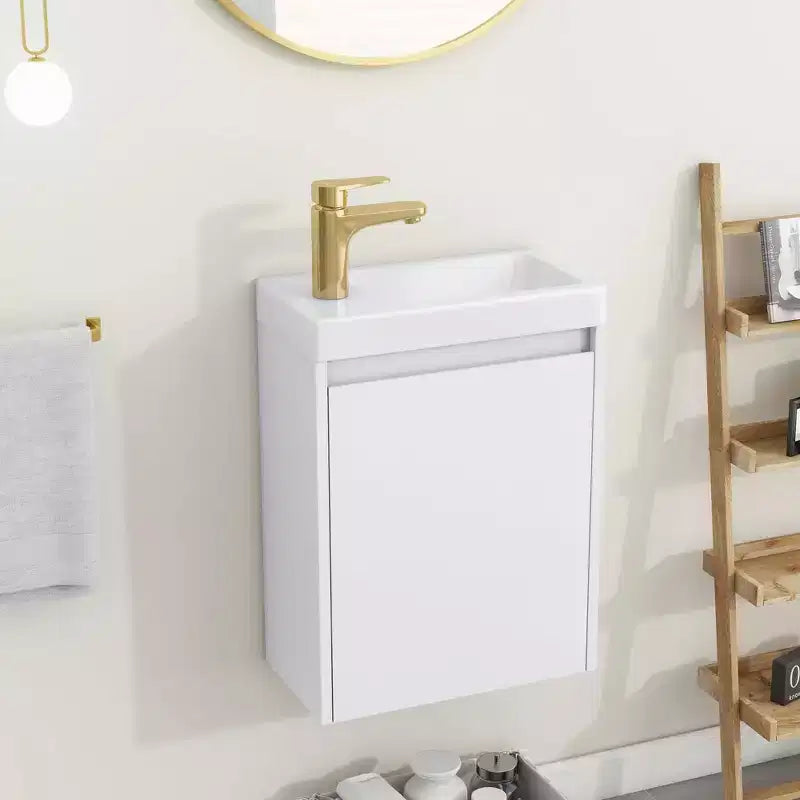 16" Floating Bathroom Vanity with Sink Combo – Soft-Close Doors, Wall-Mounted for Small Spaces