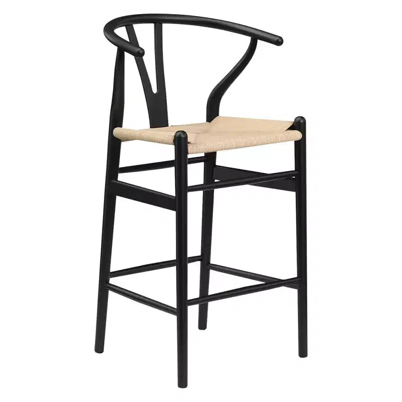 Beige Weave Bar Stool – Fully Assembled, Modern & Sturdy for Kitchen Island