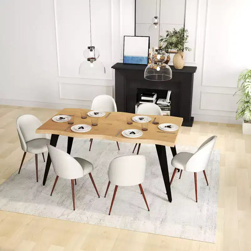 63" Rectangular Dining Table for 6 – Modern Wood Look Top with Black Metal Legs