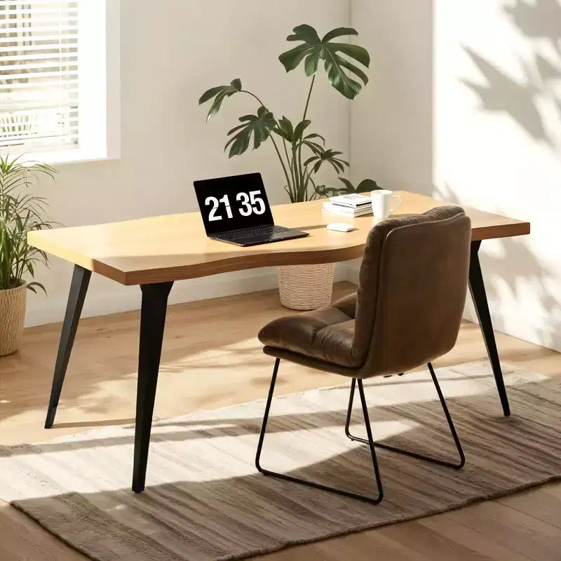 63" Rectangular Dining Table for 6 – Modern Wood Look Top with Black Metal Legs