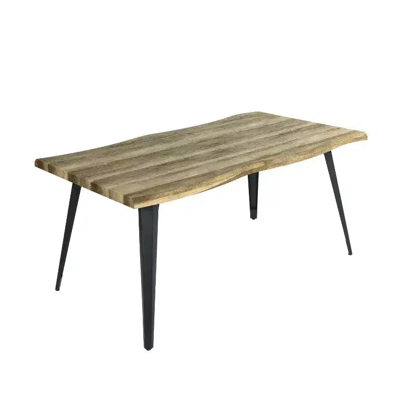 63" Rectangular Dining Table for 6 – Modern Wood Look Top with Black Metal Legs