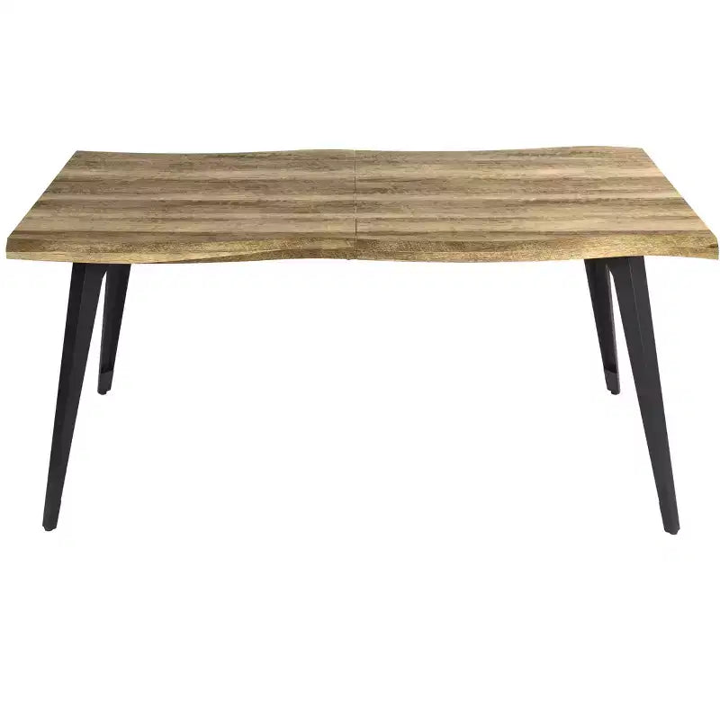 63" Rectangular Dining Table for 6 – Modern Wood Look Top with Black Metal Legs