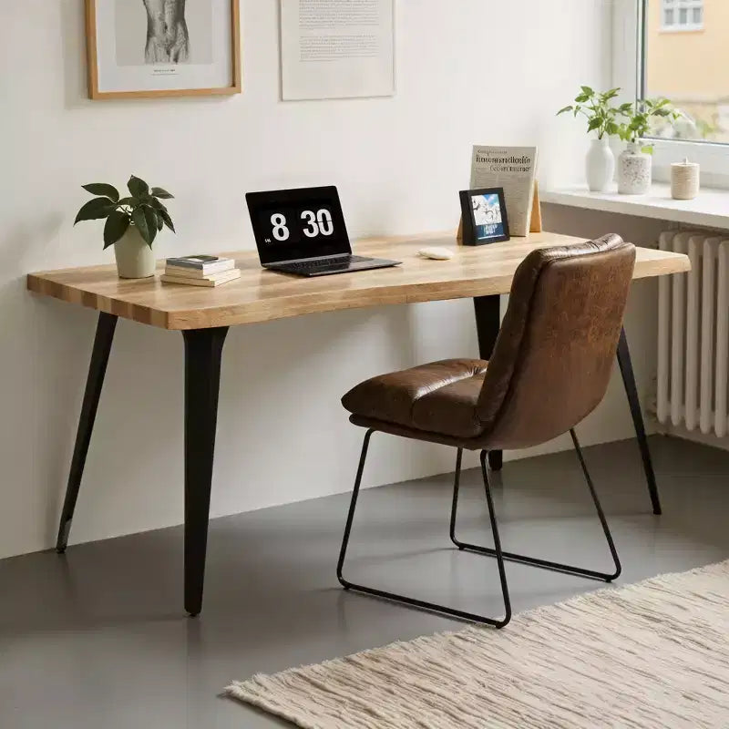 63" Rectangular Dining Table for 6 – Modern Wood Look Top with Black Metal Legs