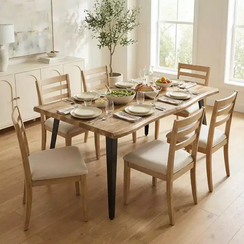 63" Rectangular Dining Table for 6 – Modern Wood Look Top with Black Metal Legs