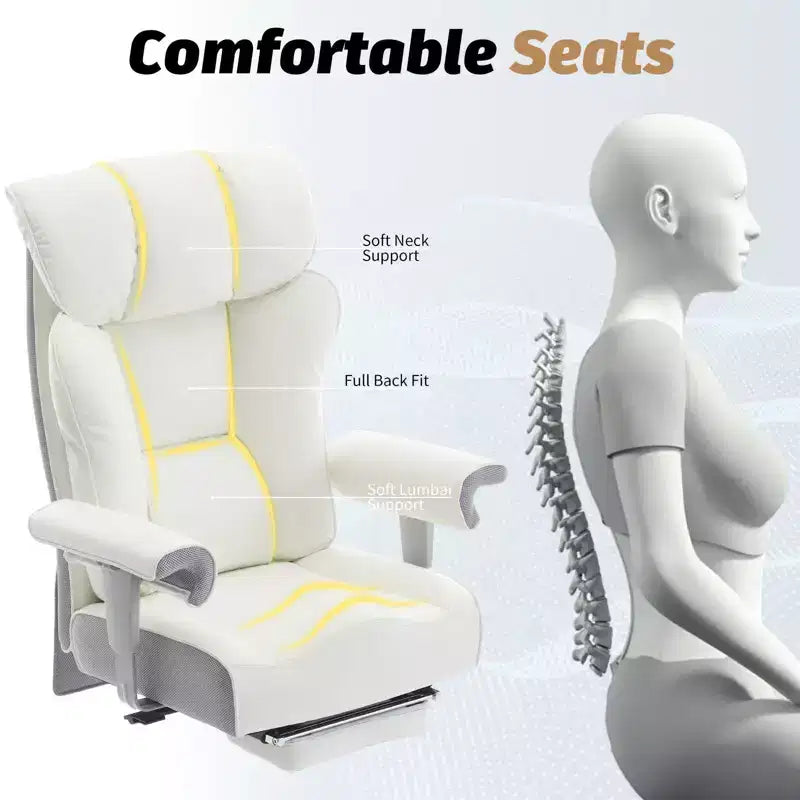 Ergonomic High Back Executive Office Chair – 450LBS, PU Leather, Footrest, Lumbar Support