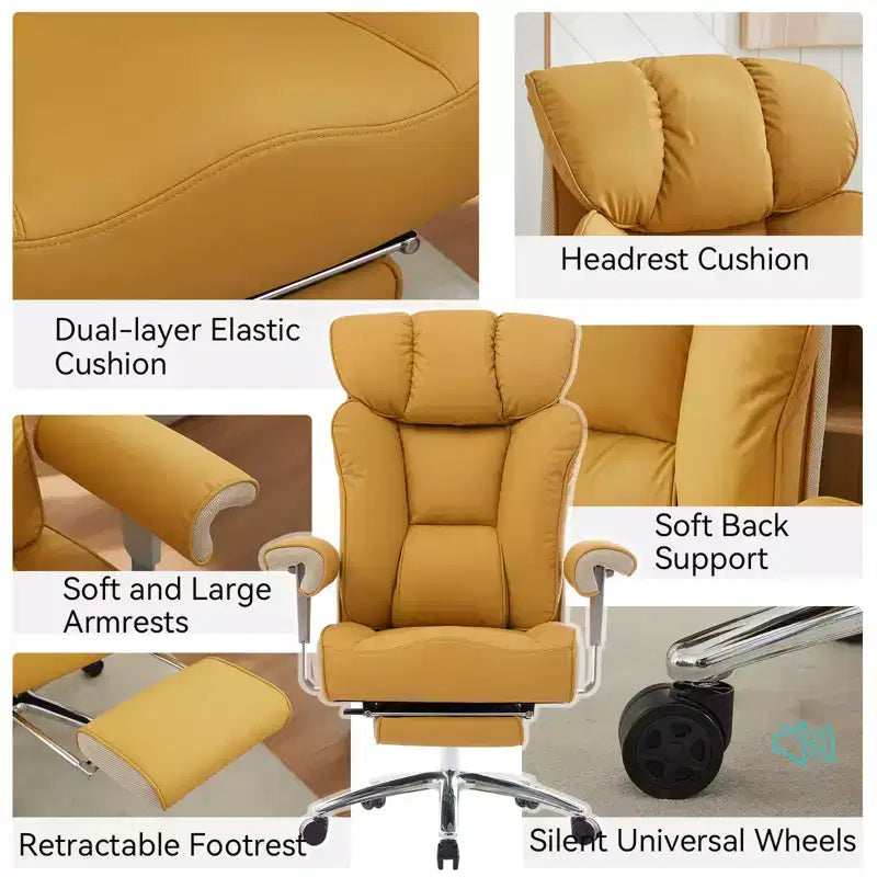 Ergonomic High Back Executive Office Chair – 450LBS, PU Leather, Footrest, Lumbar Support