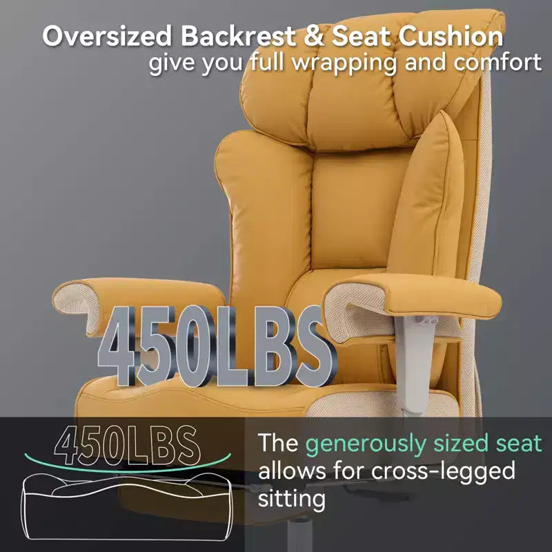 Ergonomic High Back Executive Office Chair – 450LBS, PU Leather, Footrest, Lumbar Support