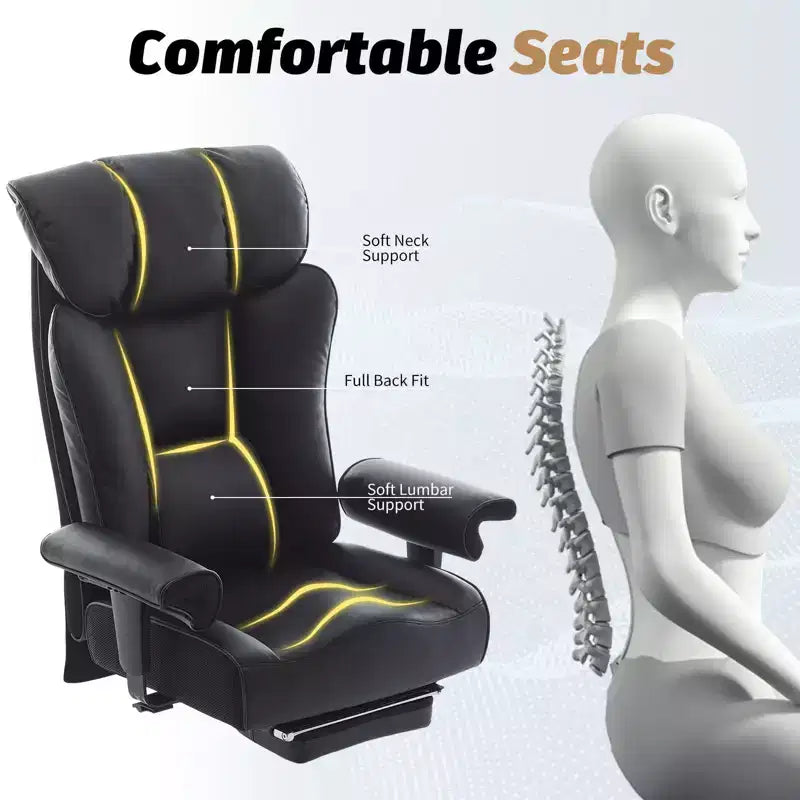 Ergonomic High Back Executive Office Chair – 450LBS, PU Leather, Footrest, Lumbar Support