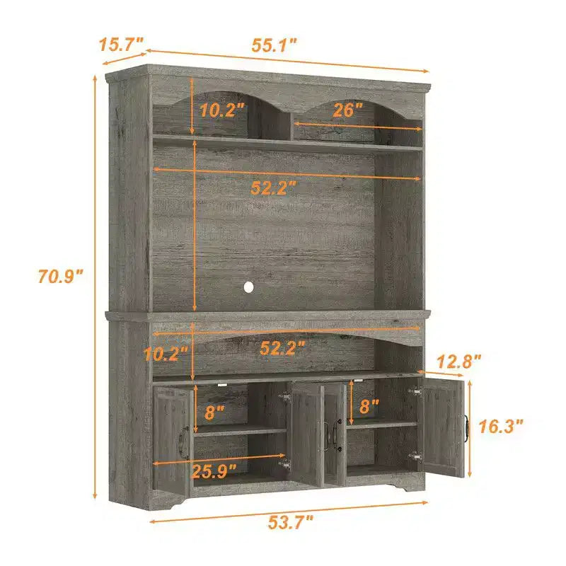 Multi-Functional Rustic Storage Cabinet – Display Cabinet, Bookcase & Kitchen Pantry Hutch