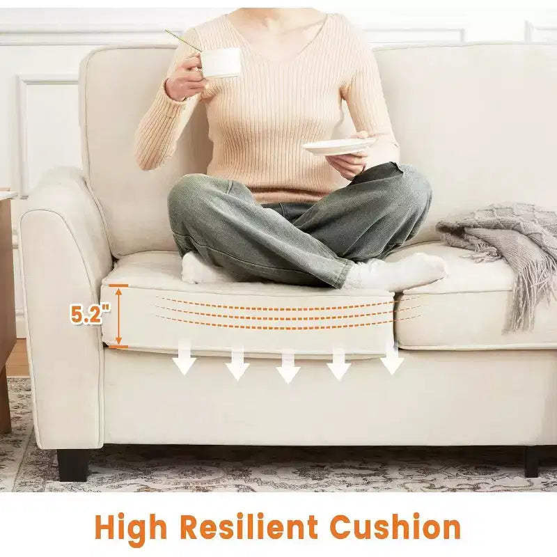Oversized 83" Modern Chenille 3-Seater Sofa – Deep Seat Lounge Couch with Washable Cover