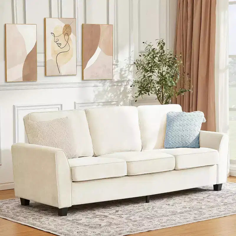 Oversized 83" Modern Chenille 3-Seater Sofa – Deep Seat Lounge Couch with Washable Cover