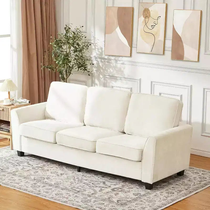 Oversized 83" Modern Chenille 3-Seater Sofa – Deep Seat Lounge Couch with Washable Cover