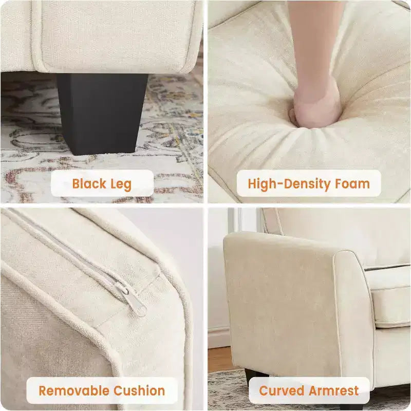 Oversized 83" Modern Chenille 3-Seater Sofa – Deep Seat Lounge Couch with Washable Cover