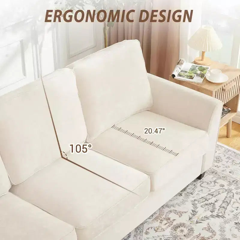 Oversized 83" Modern Chenille 3-Seater Sofa – Deep Seat Lounge Couch with Washable Cover