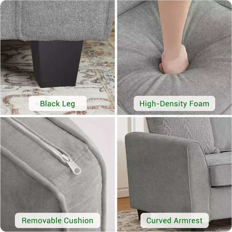 Oversized 83" Modern Chenille 3-Seater Sofa – Deep Seat Lounge Couch with Washable Cover